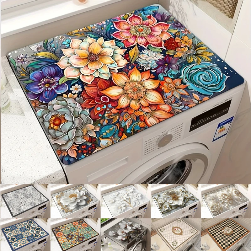 1PC Washing Machine Dust Cover Waterproof Oven Microwave Refrigerator Fridge Top Protector Mat Coffee Drain Pad Table Placemat