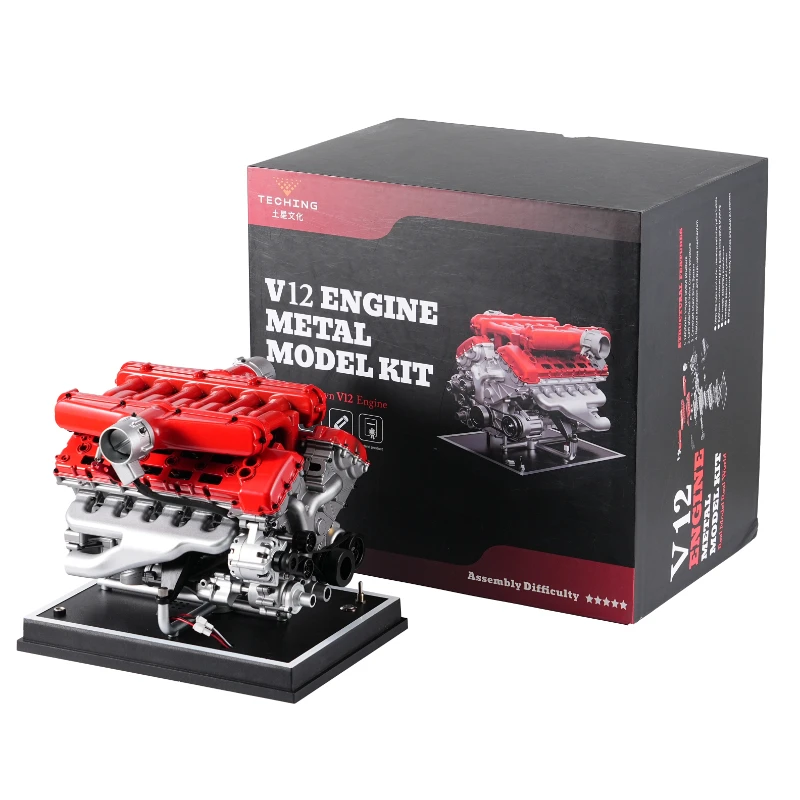 TECHING DM109 V12 Engine Model Kit Metal Mechanical Engine Model Toy 800+ Parts