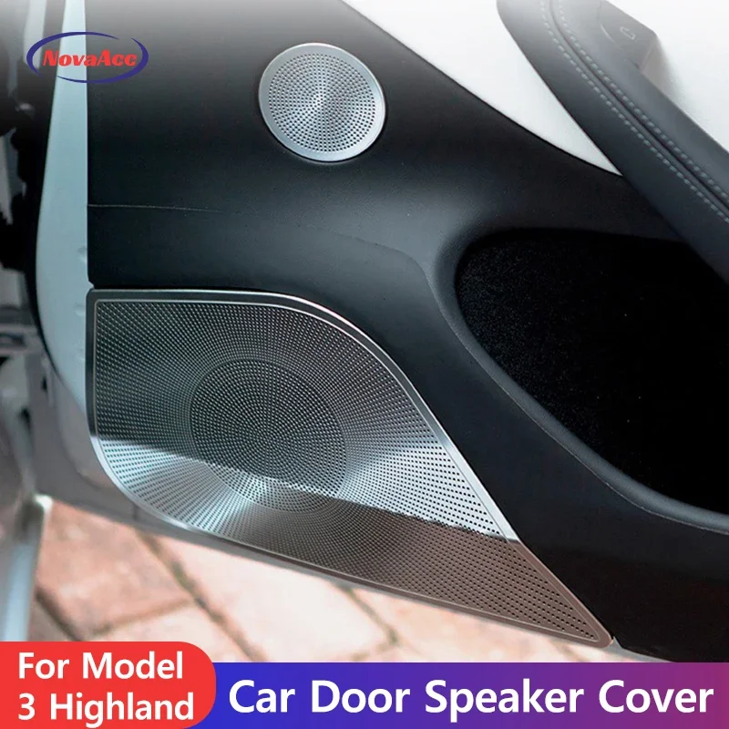 

Car Door Stainless Steel Speaker Cover Front Rear Door Tweeter Cover for Tesla New Model 3 Highland 2024 Frame Covers Trims