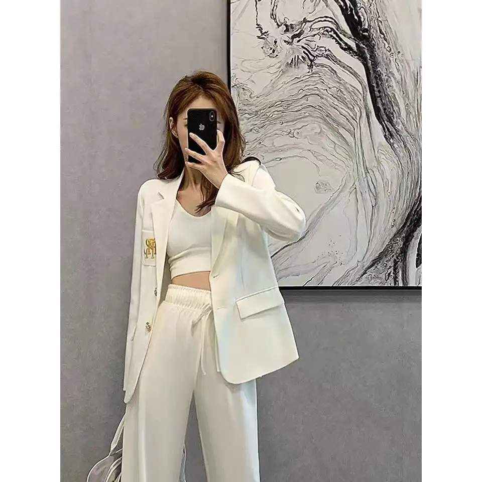 Letter Embroidered Suits Tops For Women\'s 2023 High-end Blazers Coat Temperament Elegant Business Female Clothing Slimming