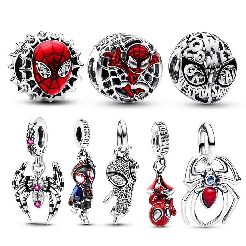 Oferta Imperdível: Berloques de Prata 925 Disney Marvel Homem-Aranha para Pulseiras e Colares Originais de 3mm – Joias Finas DIY para Presentes Femininos