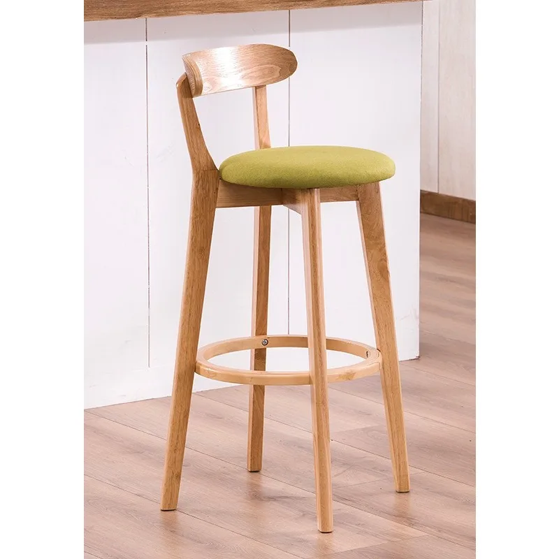 

‌ Барный стул со спинкой из массива дерева, высокая подставка для ног, удобное мягкое сиденье для паба для дома, эргономичный табурет-стойка