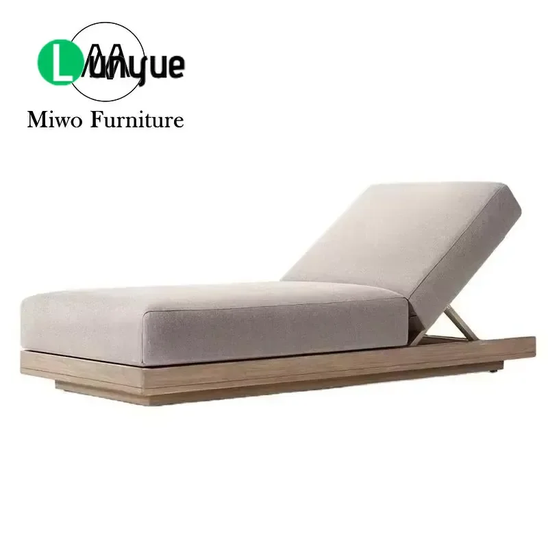 Modern Teak Outdoor Lounger Sofa Bed for Hotel Pool Terrace Garden Beach Furniture Durable Weather Resistant Comfortable