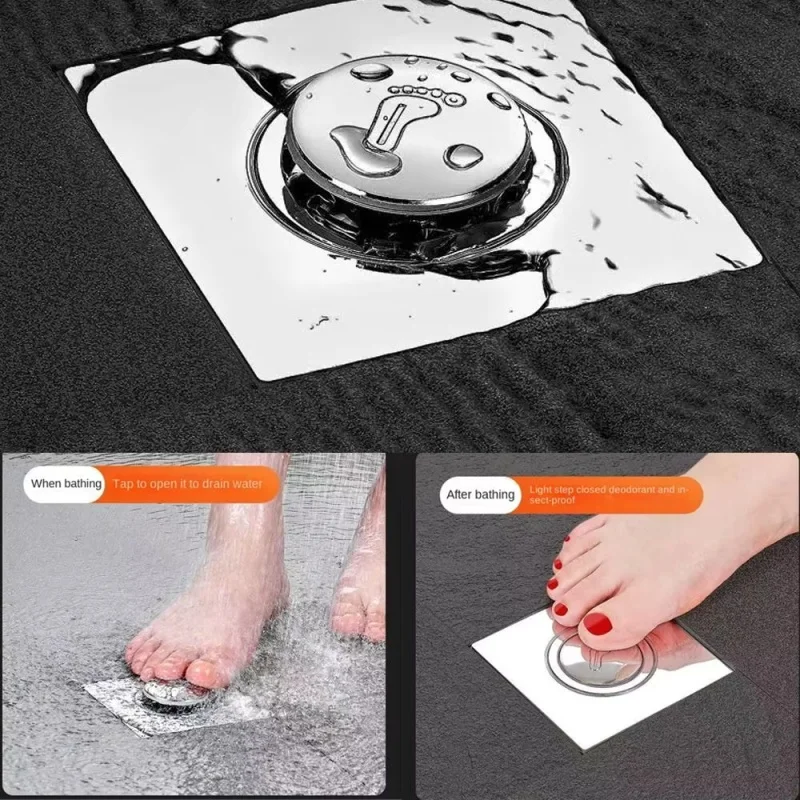 1/3pcs Bathroom Floor Drain Deodorizer Press Pop-Up Drain Cover Pedal Type Sewer Floor Strainer Drain Filter screen sealed cover