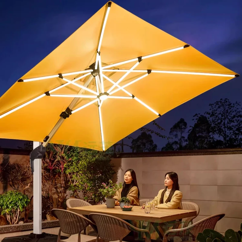 

Outdoor parasol villa yard terrace solar light outdoor large umbrella shed