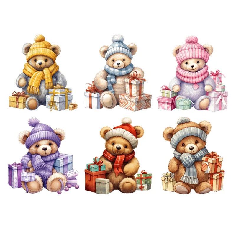 

Cute Cartoon Bear Ladylike Warmthstyle Christmas Gift Iron on Decals Patches for Clothes Strong color fastness DIY Decoration