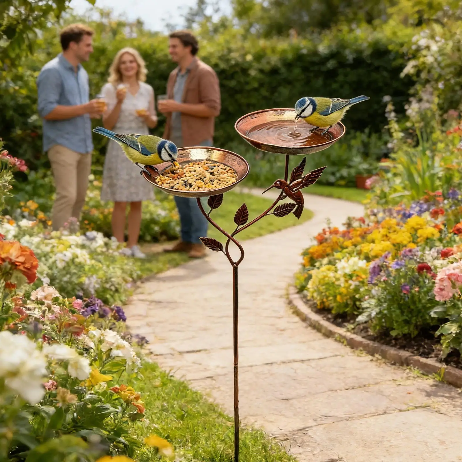 Bird Bath Rustproof Metal Birdbaths With Removable Bowl Birdbaths For Outdoors For Garden Lawn Decor Water Pond Hummingbird Deck