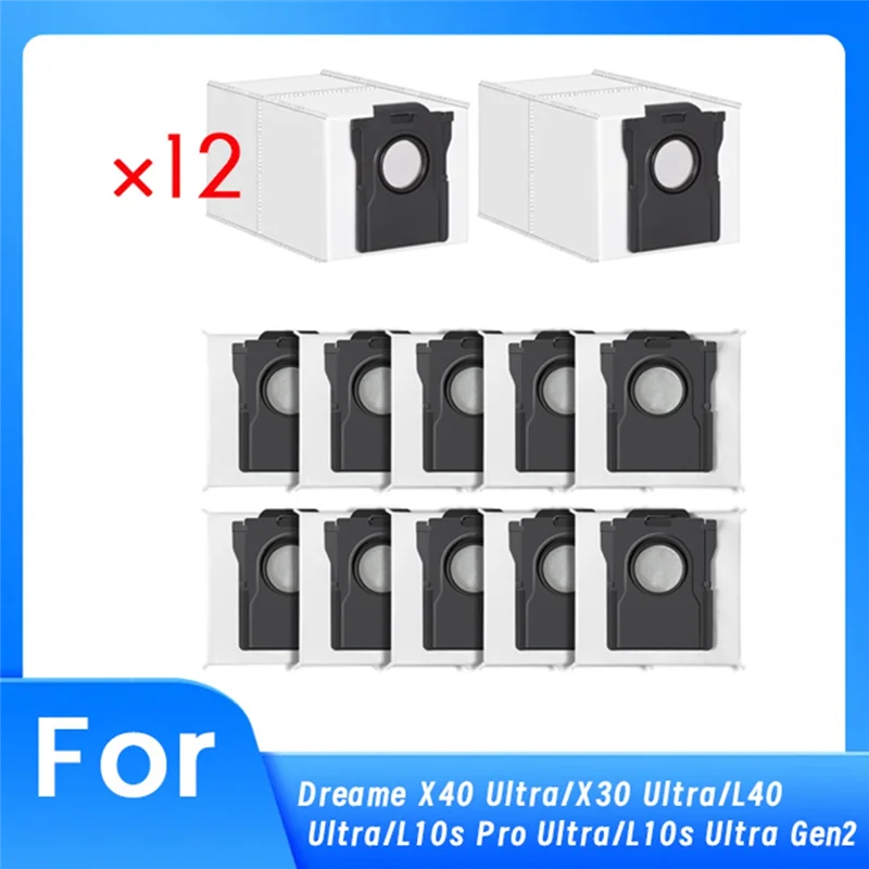 AT28-12 قطعة 3.2L كيس غبار كبير للاستعمال مرة واحدة لمكنسة Dreame X40 Ultra/X30 Ultra/L40 Ultra/L10s Pro Ultra/L10s Ultra Gen2