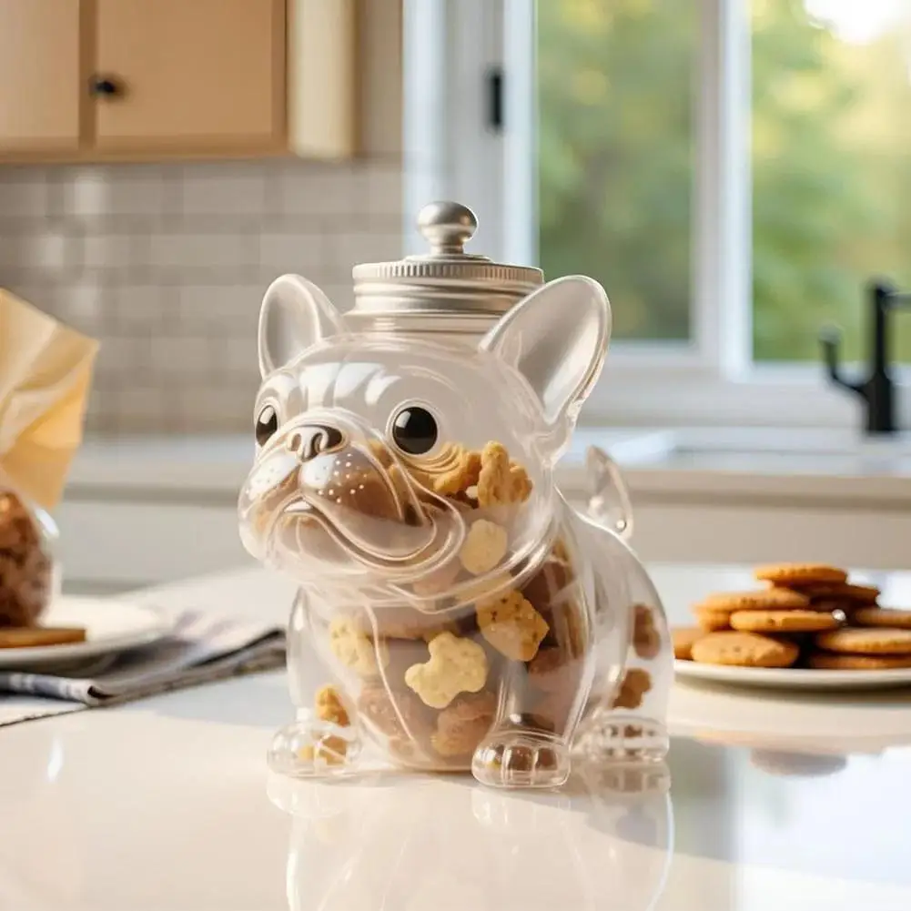 

Герметичная банка для закусок на тему французского бульдога, милый контейнер для собак с крышкой для печенья, конфет, кофейных стручков - кухонный декор