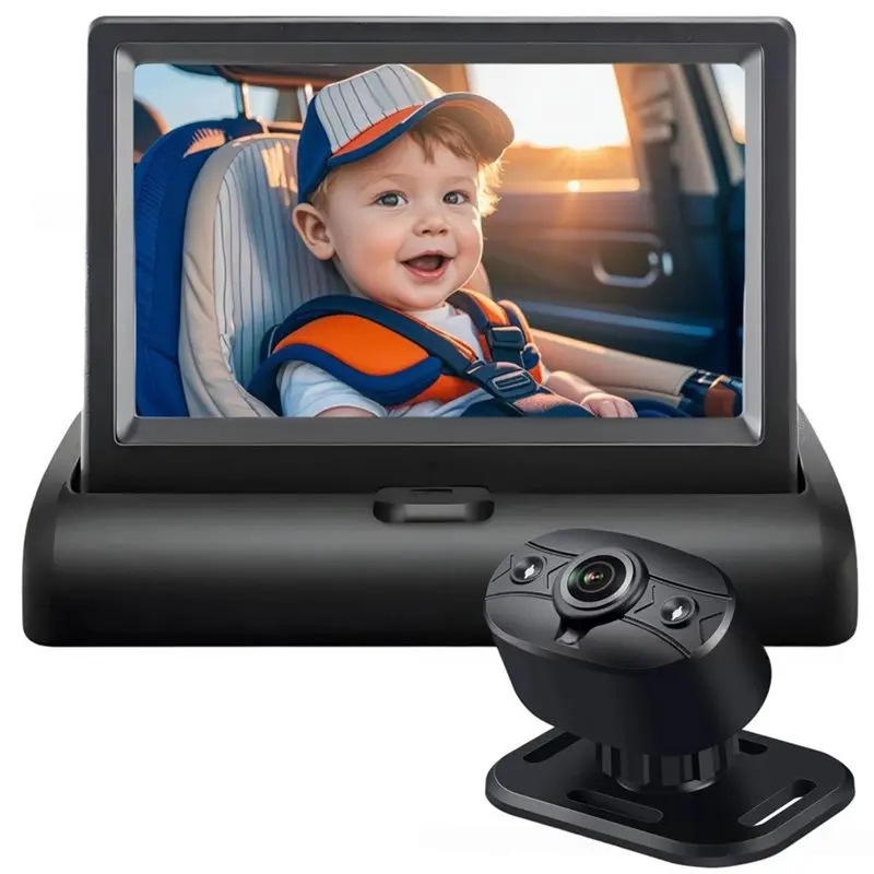 

ABOK-Rear Facing View 4.3 Inch Car Baby Display Screen With Night Vision Camera For Back Seat Infant Kids