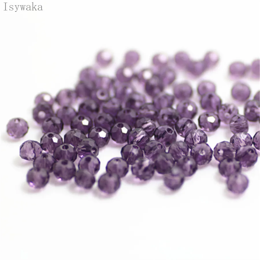 Isywaka Purple Colors 3x4mm 125pcs Rondelle Austria faceted Crystal Glass Beads Loose Spacer Round Beads Jewelry Making