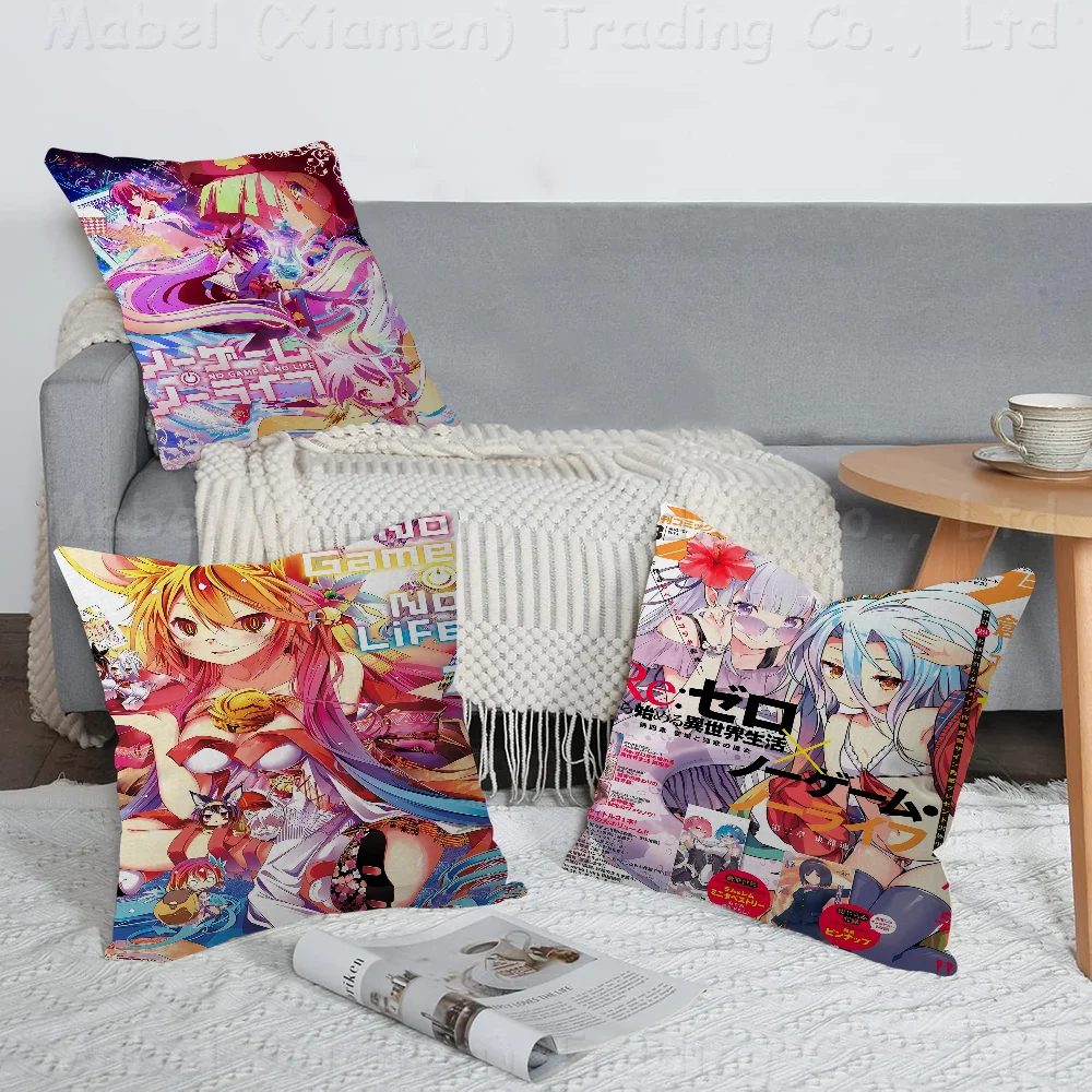 

Anime No Game No Life Pillowcase Toon Gift Cushion Cover Bedroom Home Sofa Chair Seat Decor Pillow Case