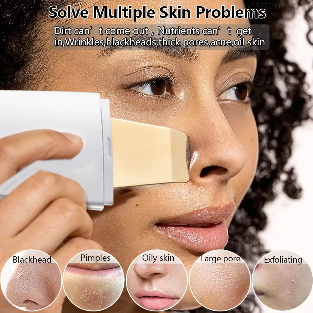 

Ultrasonic Skin Scrubber Deep Vibrate Facial Cleaner Exfoliator & Blackhead Remover with Hydrating Spray Facial Massager