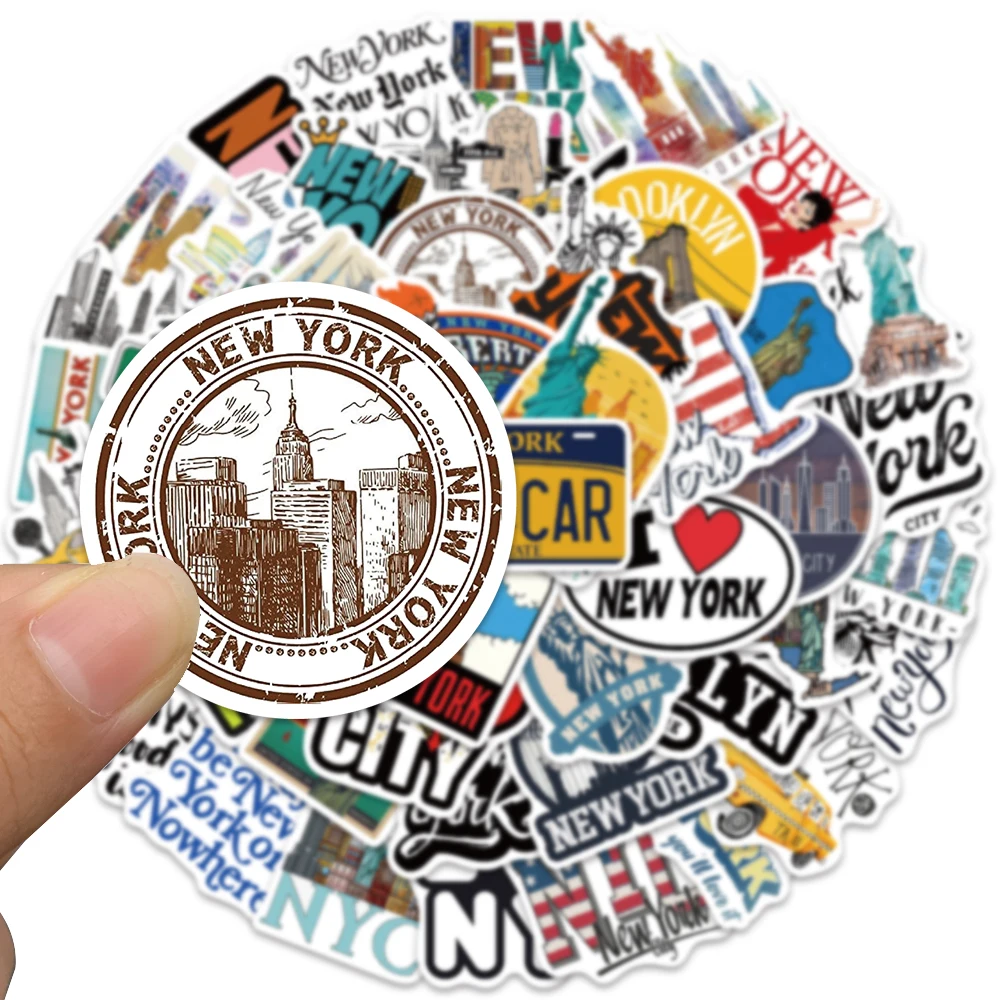 50pcs New York Statue of Liberty Stickers Vinyl Waterproof Decals For Laptop Luggage Skateboard Bicycle Guitar Diary Stickers