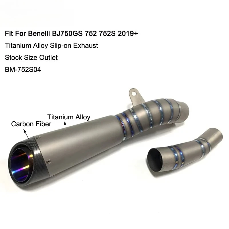 Motorcycle Exhaust System for Benelli BJ750GS 752 752S Titanium Exhaust Slip-on Muffler  2019 2020 2021 2022 Slip on