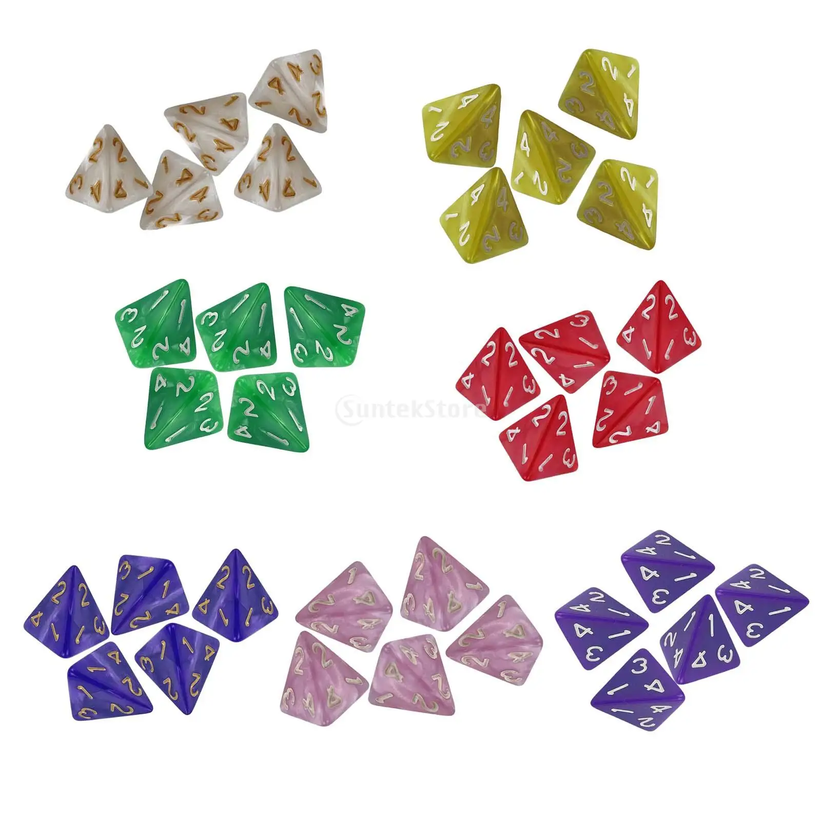 5pcs 4 Sided D4 Dice for Playing TRPG Dungeons and Dragons D&D RPG Board Game Favours and Math Teaching Lovers