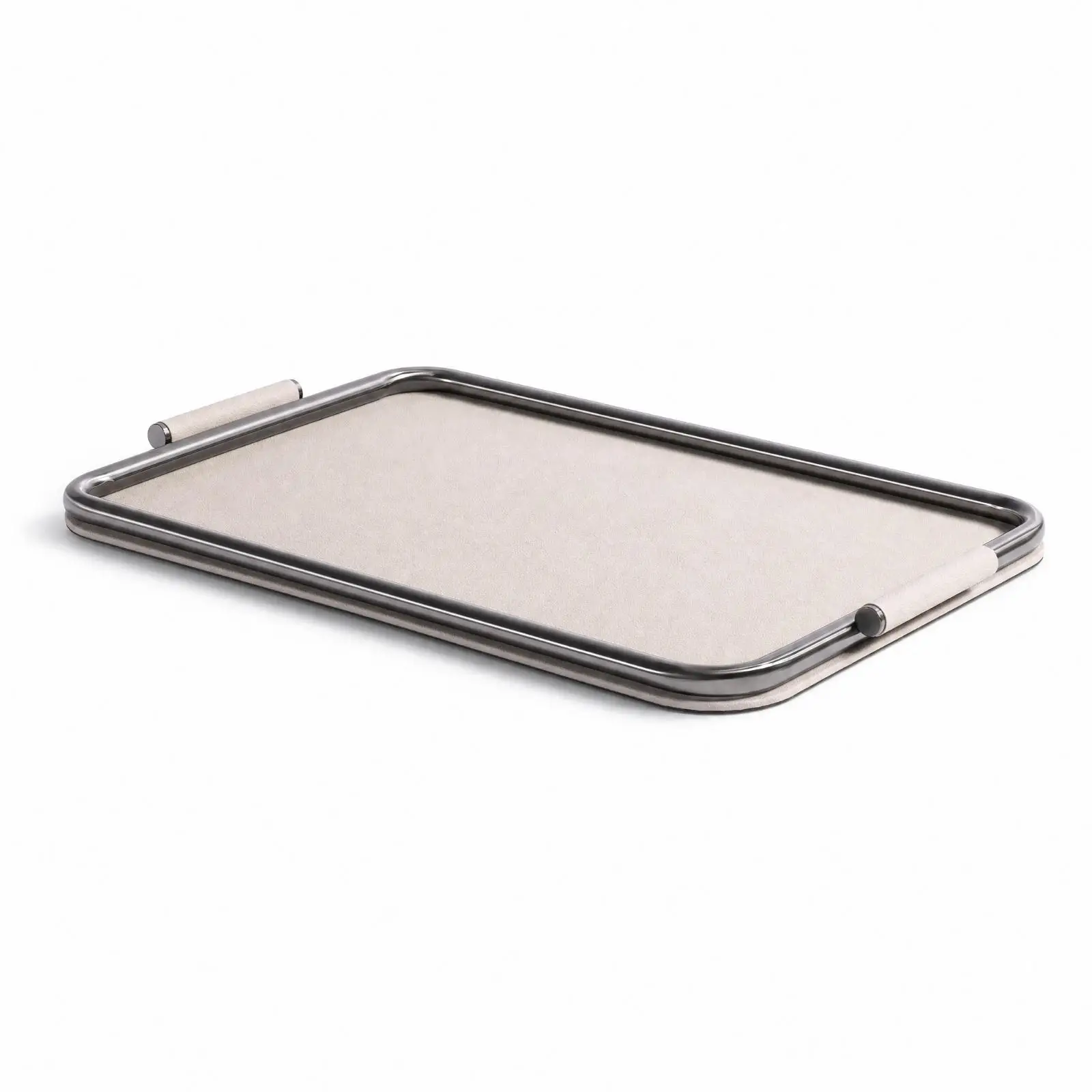 Round Corner Rectangular Tray for Coffee Table Decor with Handles for Keys Remote Control Storage Accessory