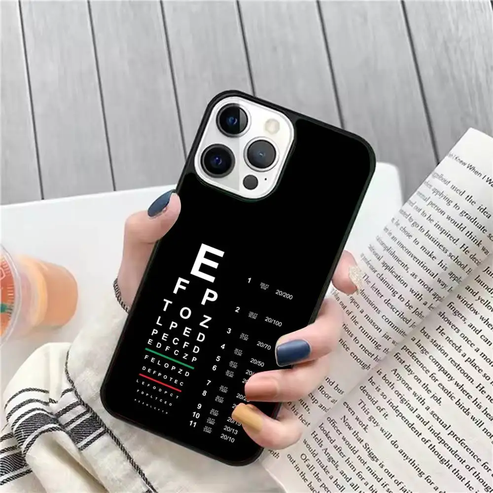 1 шт., медицинский чехол для телефона с диаграммой зрения, сильный магнитный чехол для IPhone 17 16, 15, 14 13 Pro Max 11 12 Mini