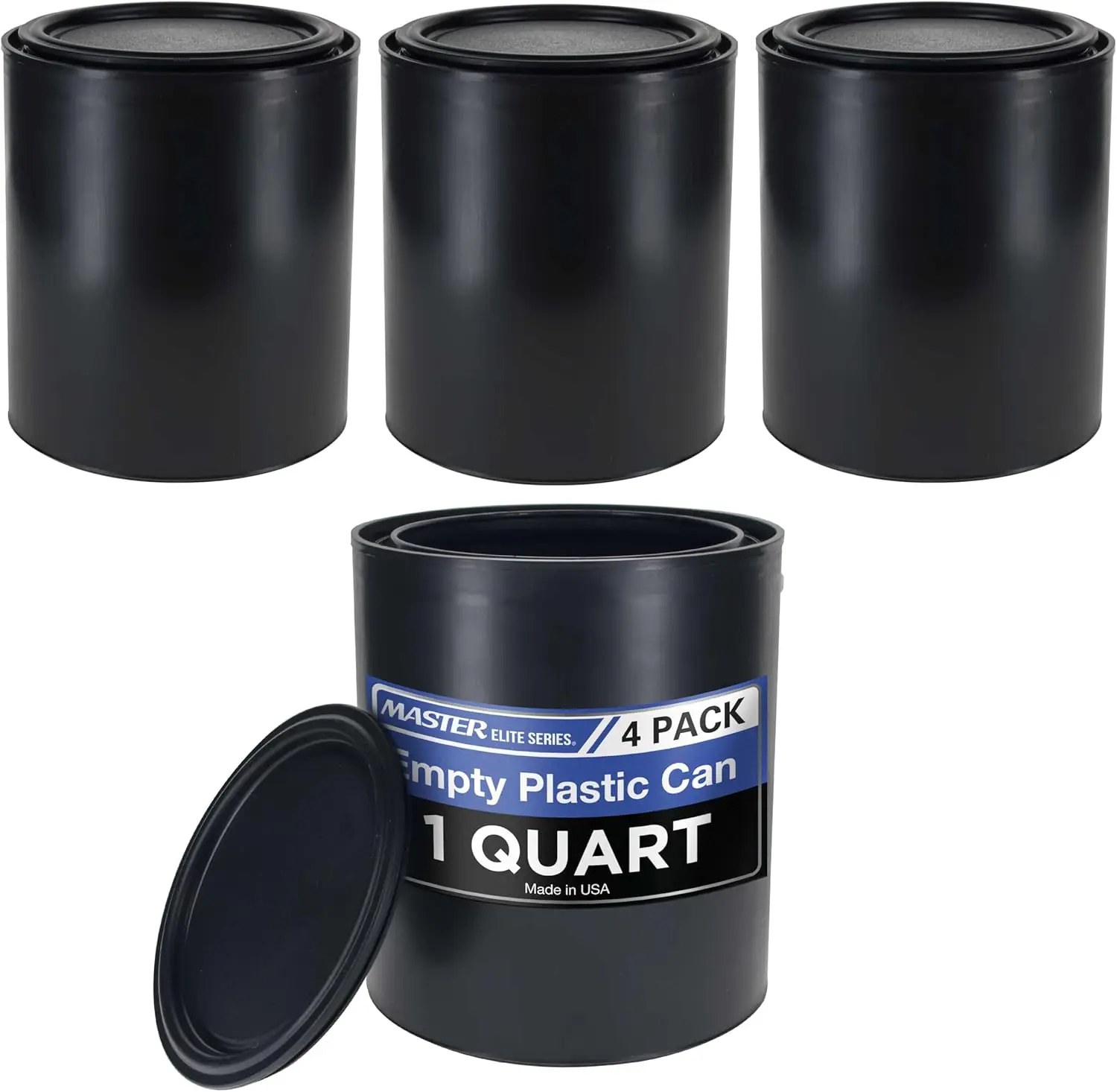 

4-Pack 1 Quart Empty Plastic Paint Cans with Airtight Lid, Dent & Rust Proof, Odor Resistant Storage Containers