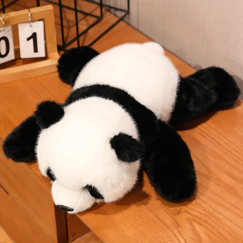 Kawaii Soft Lying Lifelike Giant Panda QiZai Bear HuaHua Plush Toy Stuffed Cute Animal Doll Baby Comfort Pillow Decor Kids Gifts