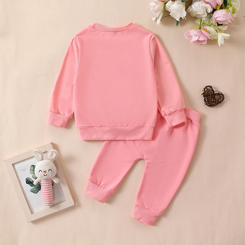 Baby Girl Valentine s Day Outfits Heart Print Long Sleeve Top with Pants Toddler Lovely Fall Clothes Set