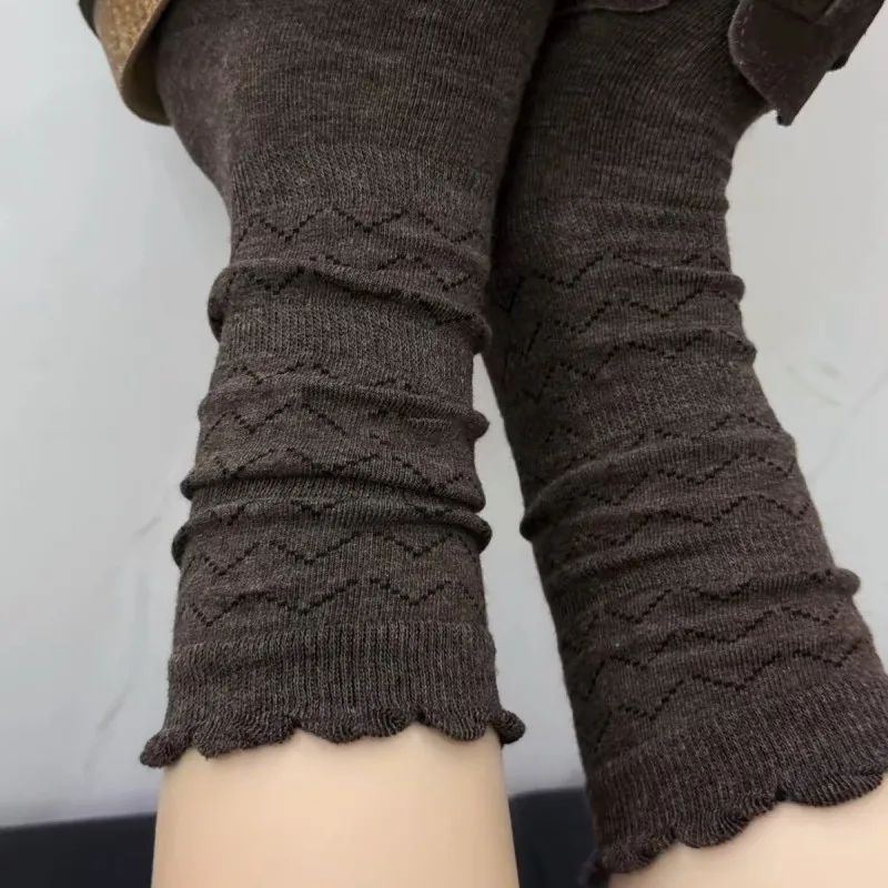 Korean Subtle Wave Pattern Cotton Socks for Women Girl Autumn Winter INS Trendy Japanese Style Long Slouchy Mid Calf Socks