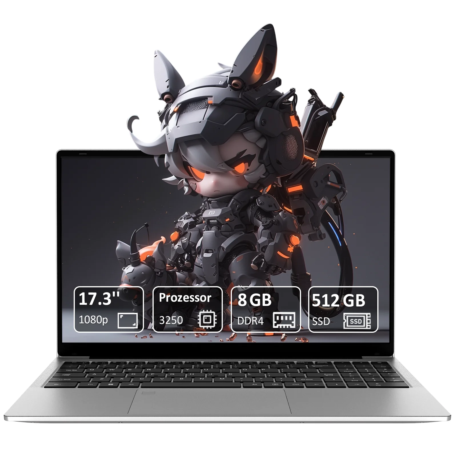 Laptop da 17,3" FHD IPS con AMD Ryzen 3 3250C, 8 GB DDR4, SSD NVMe da 512 GB, Windows 11 Pro, Wi-Fi 6 e Bluetooth 5.3 - per ufficio e studio