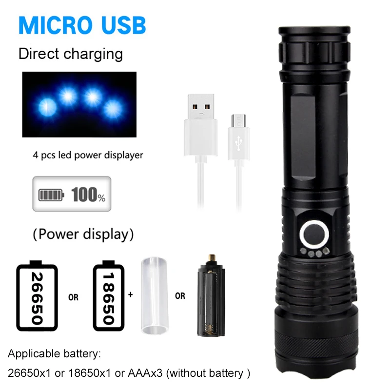 lanterna P50 Led Flashlight Mini Torch Tactical Flashlight Zoomable Waterproof Protable Outdoor Camping Bike Light