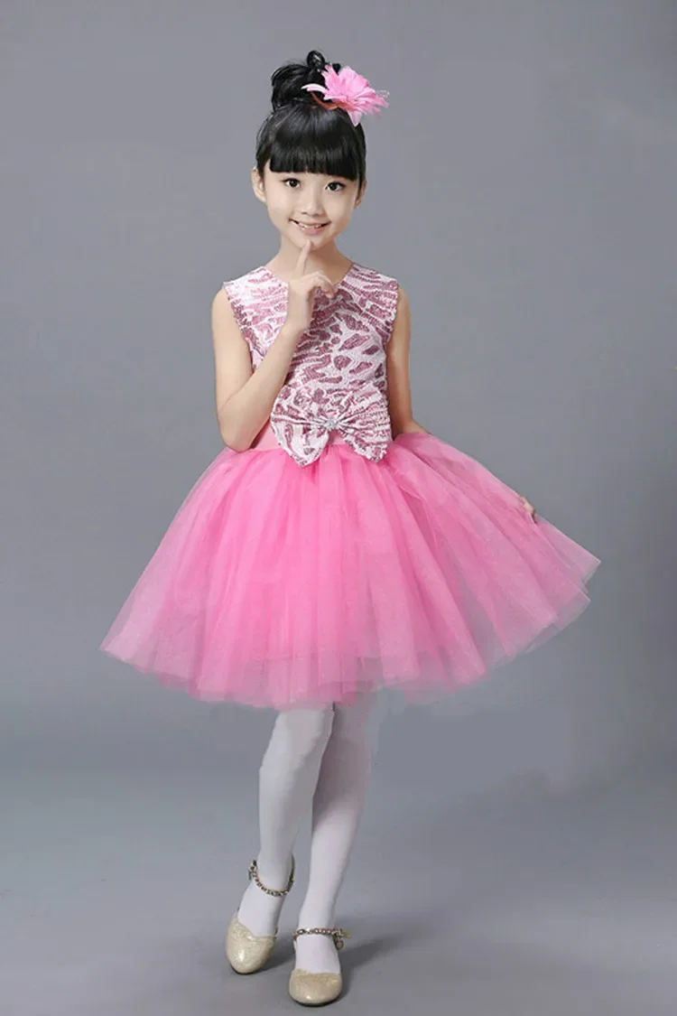 

Летнее детское платье принцессы с блестками, костюм для выступлений, милый наряд для девочек, платья для танцевальной сцены, детская одежда, Vestidos