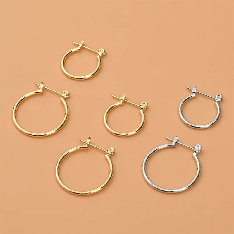 

Медные серьги с покрытием из 14-каратного золота, круглые, простые, универсальные, для самостоятельного изготовления украшений, базовые аксессуары для рукоделия