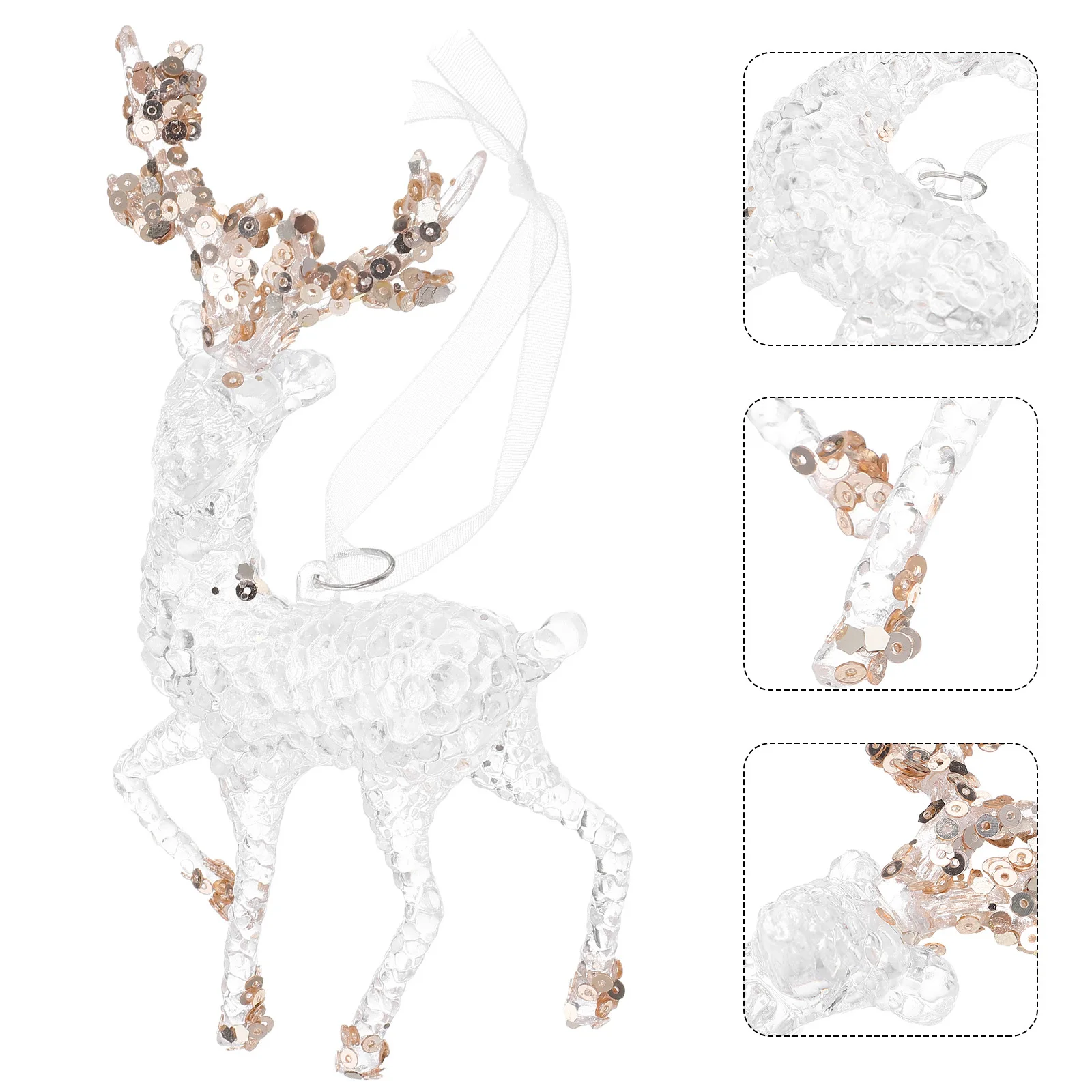 

Christmas Tree Decor: Crystal Acrylic Reindeer Glitter Ornament Holiday Home Fireplace Mantel Indoor Outdoor Hanging Decoration