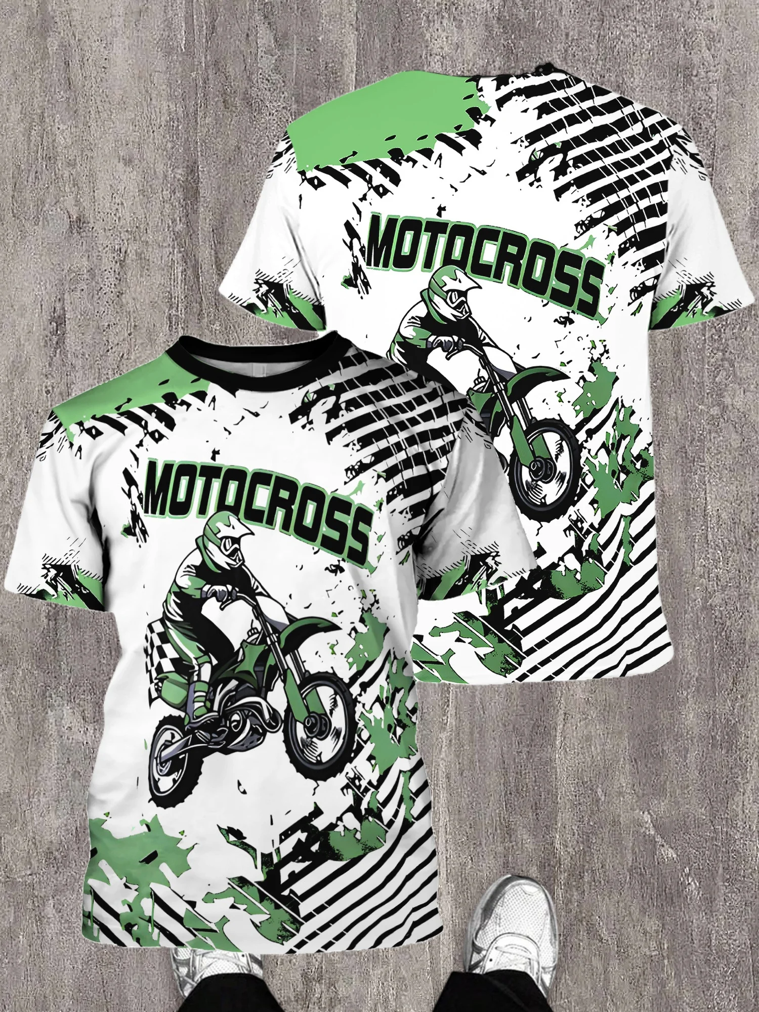 Off-Road Motorcycle Racing Men's and Boys' T-Shirt, Breathable Soft Crew Neck Top, Casual Breathable,