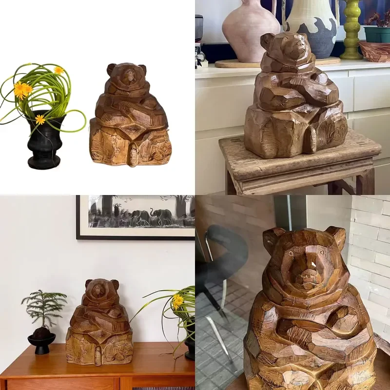 for Craftsman Bear Wood Carving Entrance Decoration Home Model Room Bed and Breakfast Ornament