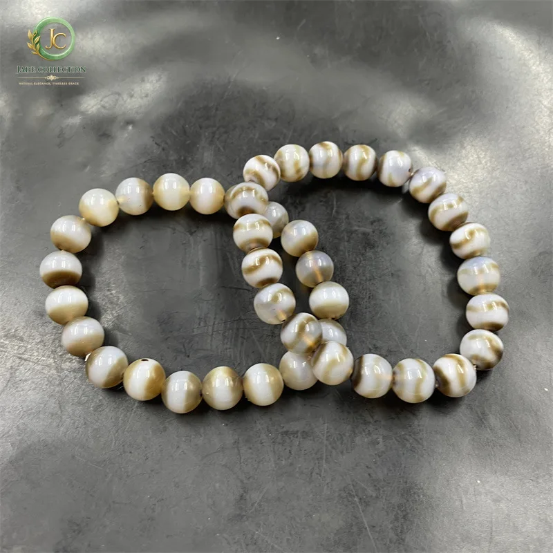 10Mm First-Line Round Ripple Old Agate Bead Bracelet