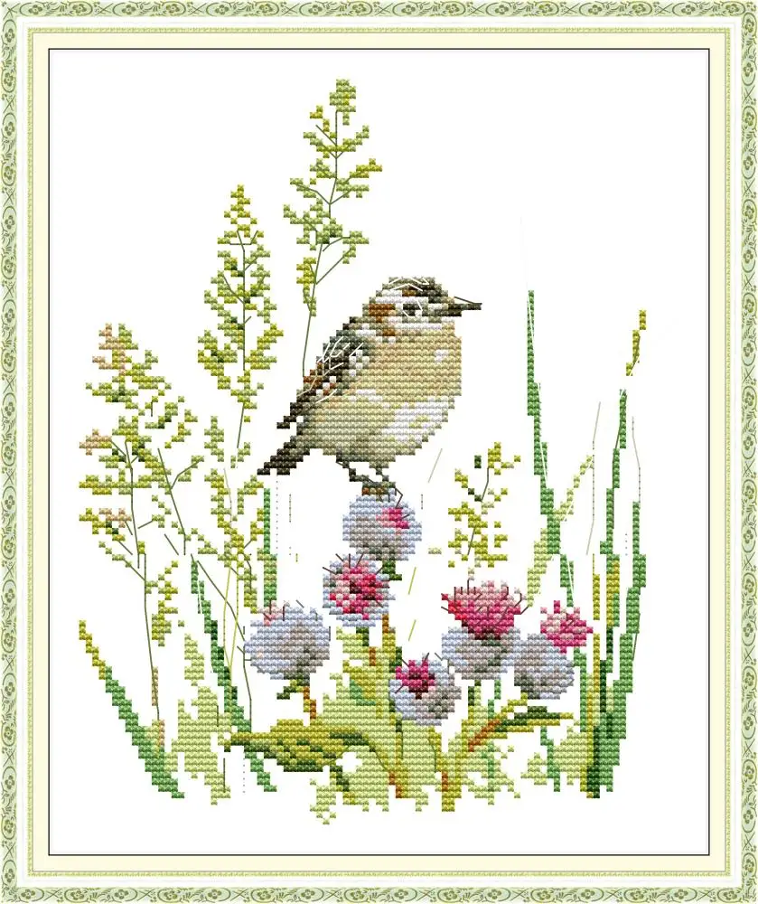 

Полный набор для вышивки крестом, набор для маленьких птиц, штампованная ткань с принтом, без печати, DMC, рукоделие, домашний декор