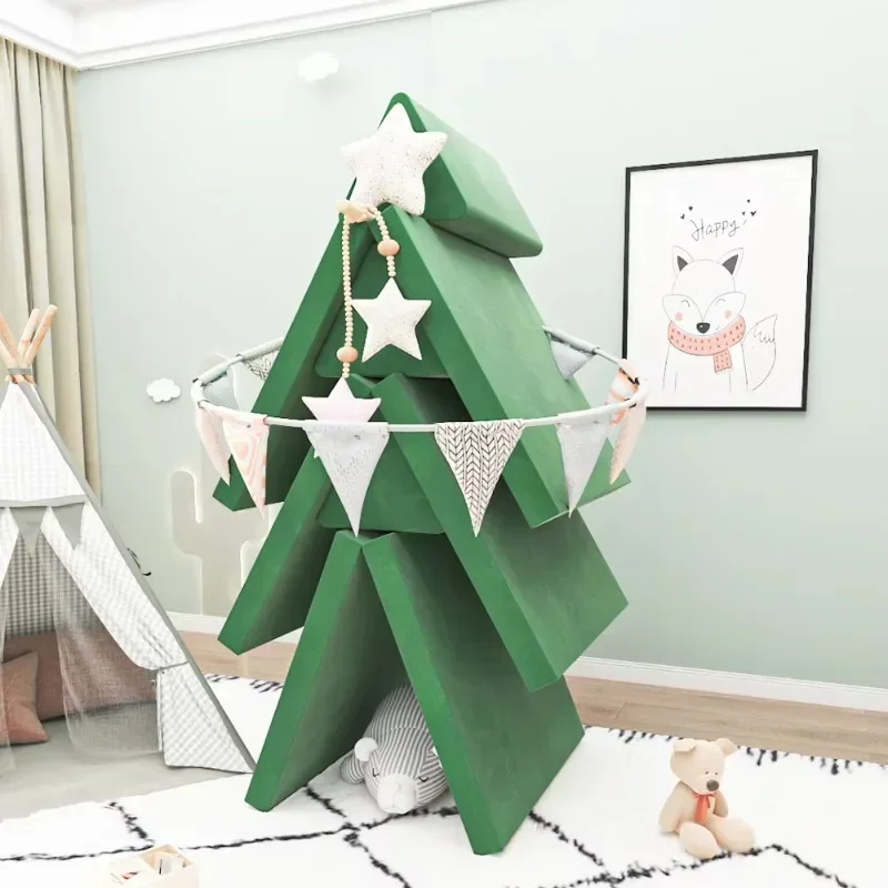 

Green Christmas Tree Couch for Home Decoration Living Room Kids Play with 25pcs Pieces Luxury Combination Foam Sofa