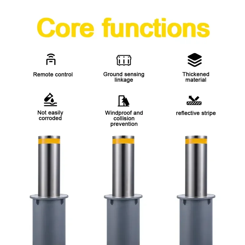 Fully Automatic Hydraulic Stainless Steel Bollards Electric Retractable Water Fillable Light Ground Stakes Parking Lot