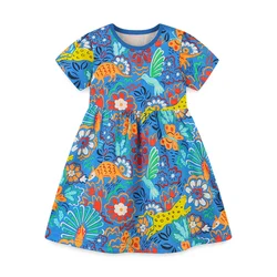 2-7T Jumping Meters Animals Short Sleeve Baby Princess Dresses Summer Girls Party Dress  Children Clothing Toddler Dresses