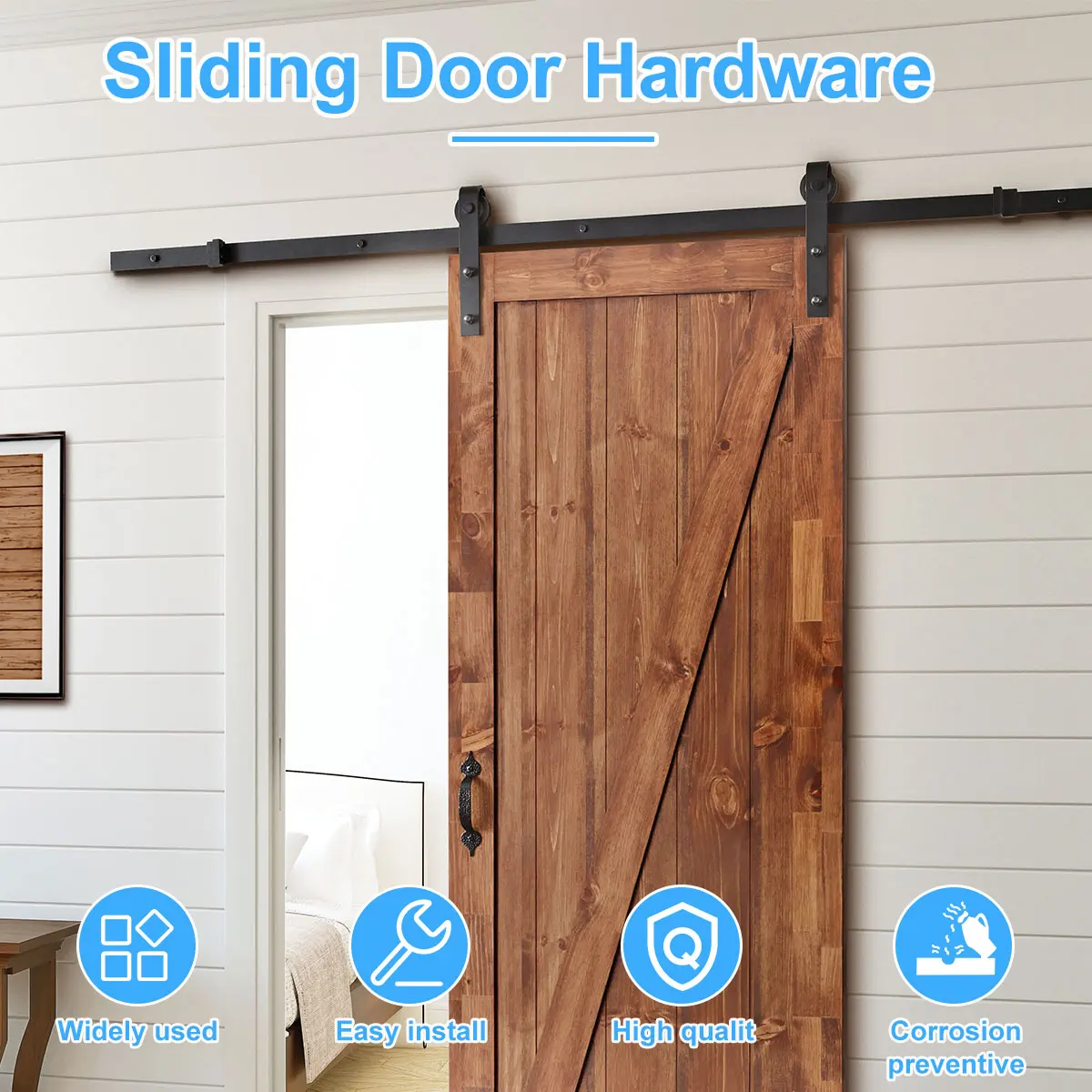 Sliding Barn Door Hardware Kit Sturdy Hardware Kits For Cabinet Doors Rail Set Smooth Silent Easy Installation Easy Assembly