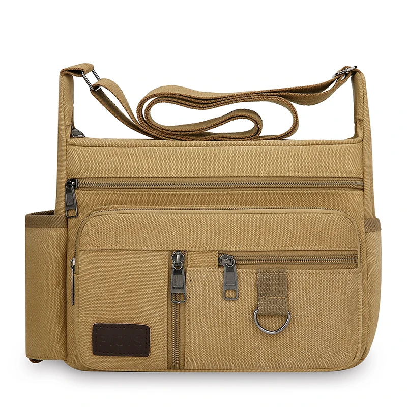Korean Style Canvas Backpack Casual Crossbody Bag Can Hold Water Cup Men's Phone Bag Large Capacity Shoulder Bag for Youth
