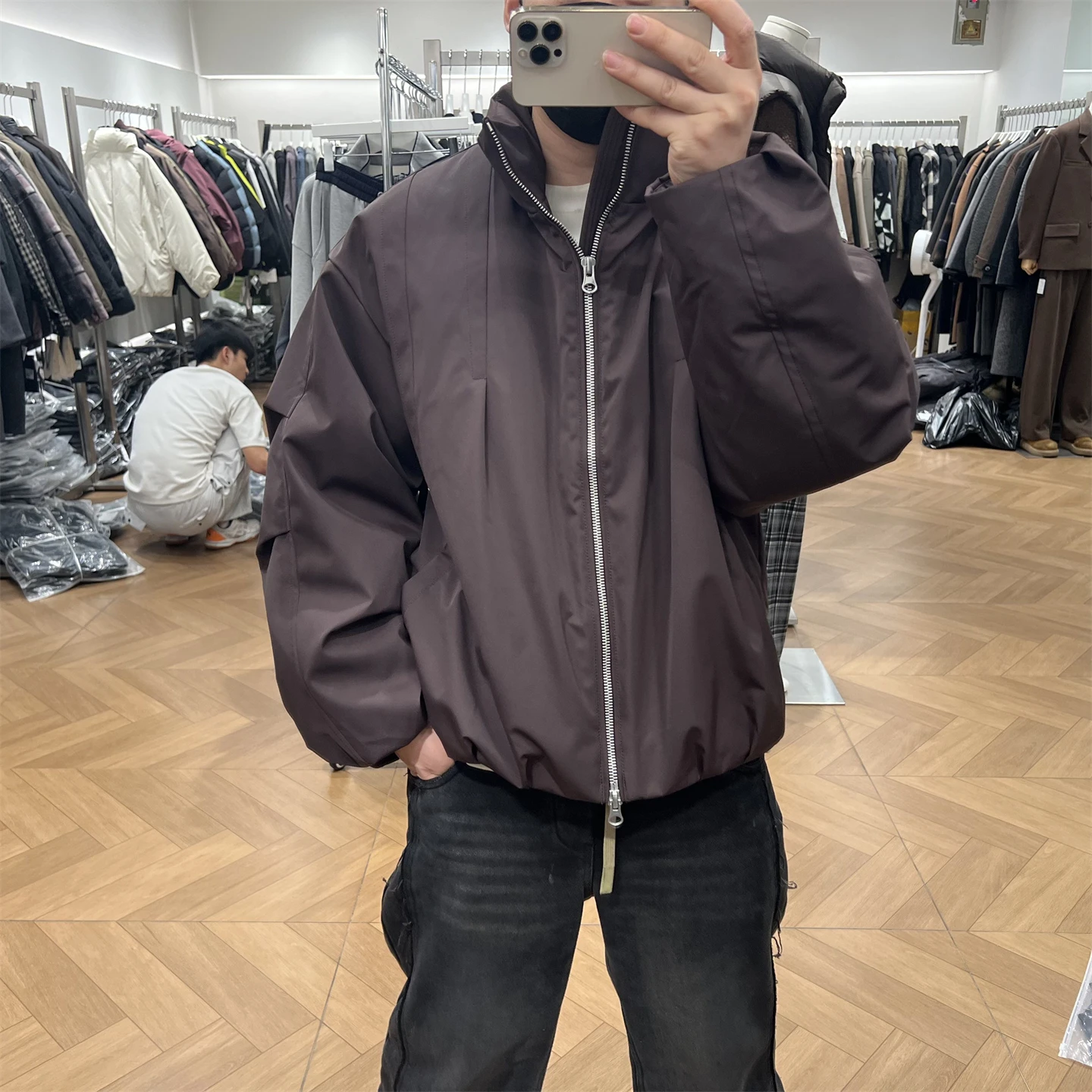 

Мужской пуховый воротник-стойка для улицы, свободный крой, зимнее тепло, морозостойкость, складной дизайн, американский Sle Long Sve, молния