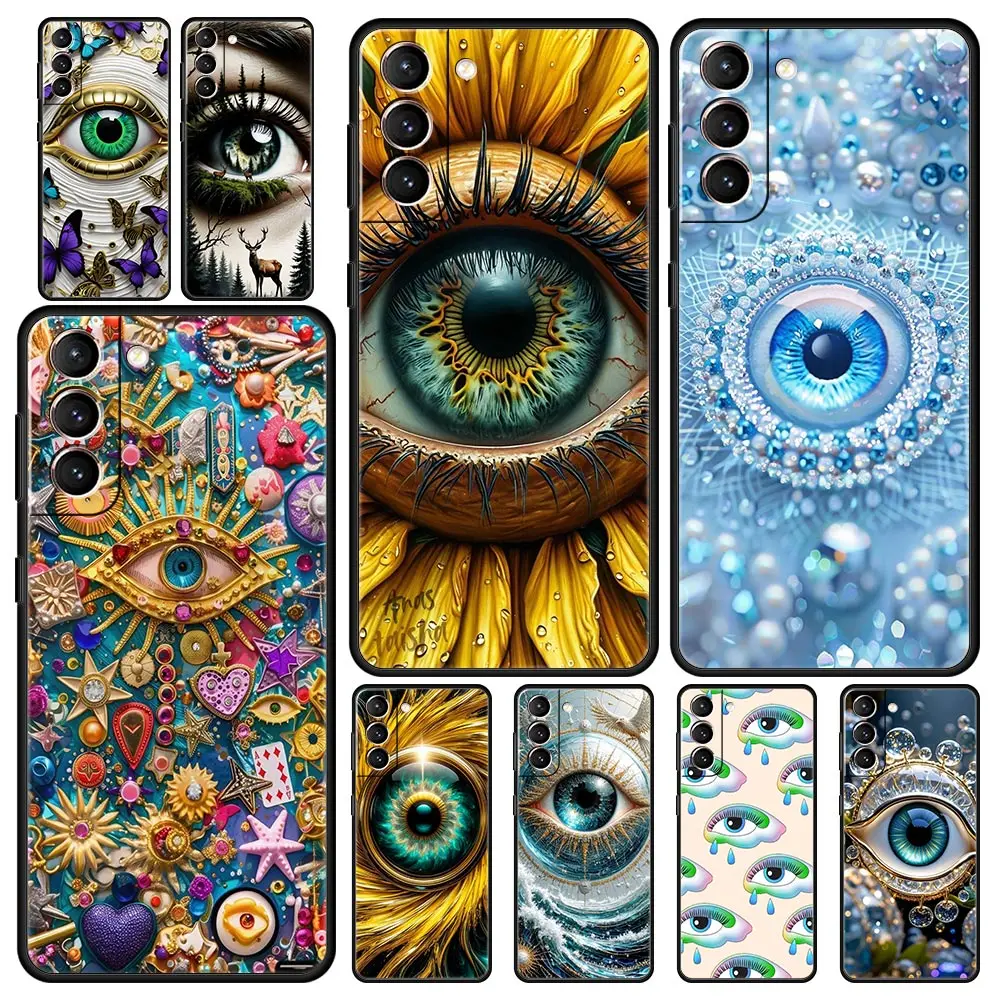 Fashion Eyelashes Eyes Phone Case for Samsung Galaxy S25 S24 S23 S22 S20 S21 FE Ultra S25 Edge S10 Plus 5G Soft TPU Cover Capas