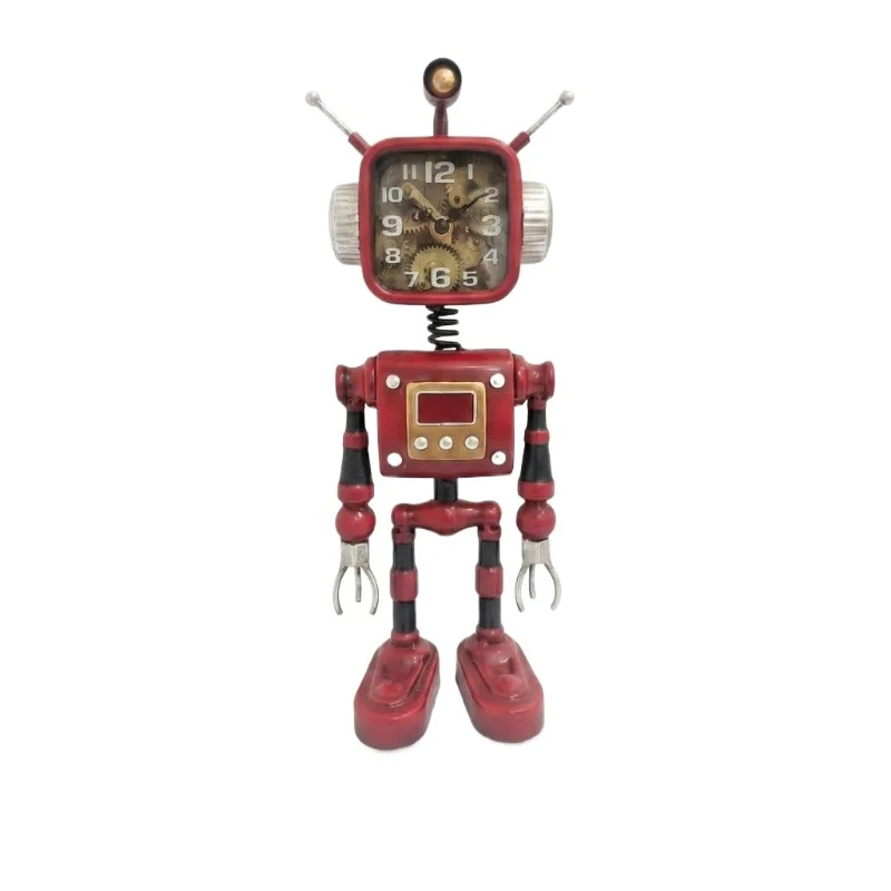 Creative Vintage Robot Clock, Niche Aesthetic Desktop Ornament, Artistic Home Decor Craft for Living Room Bedroom