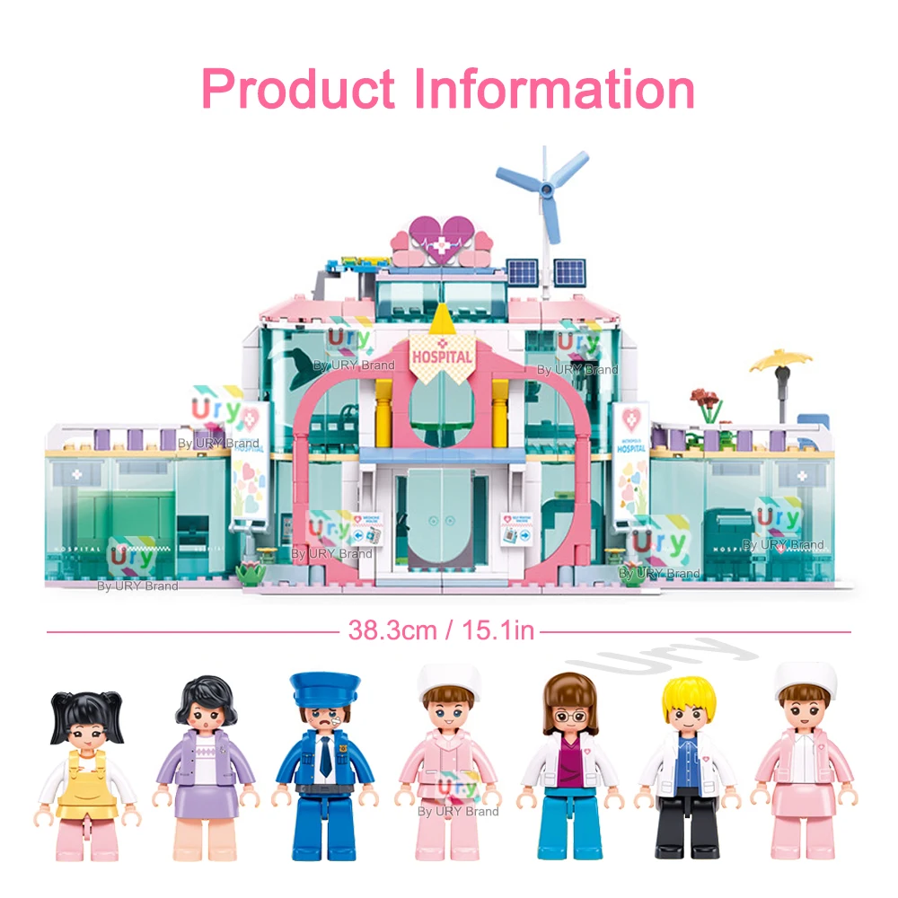 Sluban Friends House City Hospital Ambulance Rescue MRI Room Inpatient Ward Building Blocks Set DIY Toy for Girl Birthday Gift