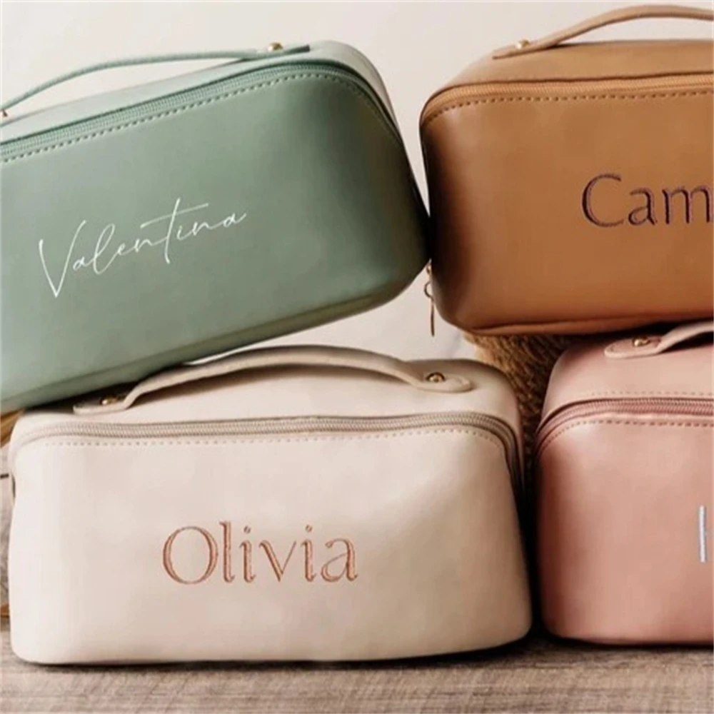 Embroidery Personalized Makeup Bag Travel Customized Name Bags for Girls Large Capacity High-quality Makeup Bags Toiletry Bag