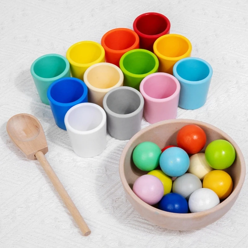 Montessori Toy Color Sorting Ball & Cup Puzzle Toy Baby Fine Motor Skill Counting Math Toy Early Learning Toddlers Gift