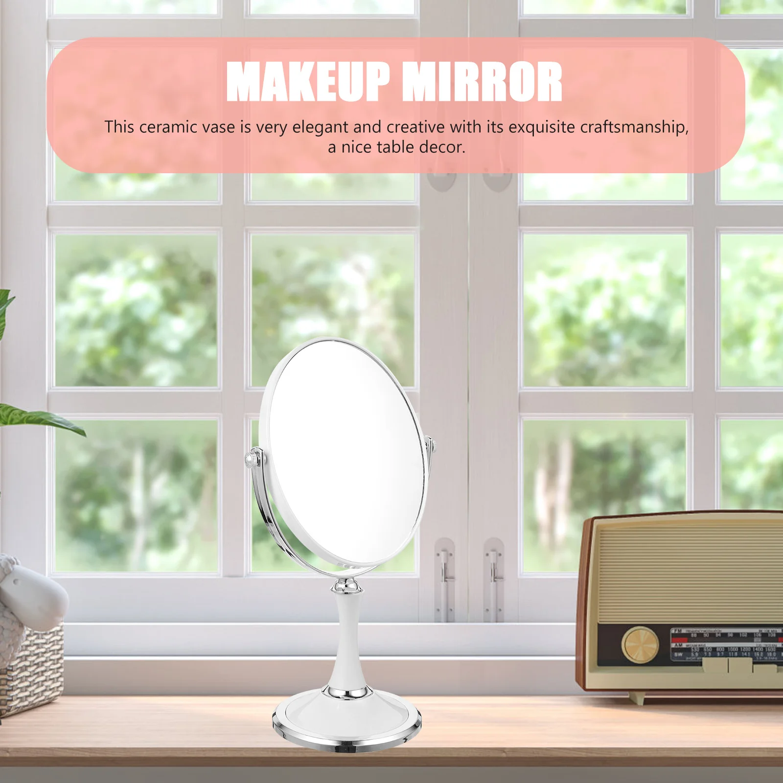 

Chic Magnifying Makeup Mirror Stable Base Design Clear Surface Multipurpose Home Vanity Decorative Unique Gift