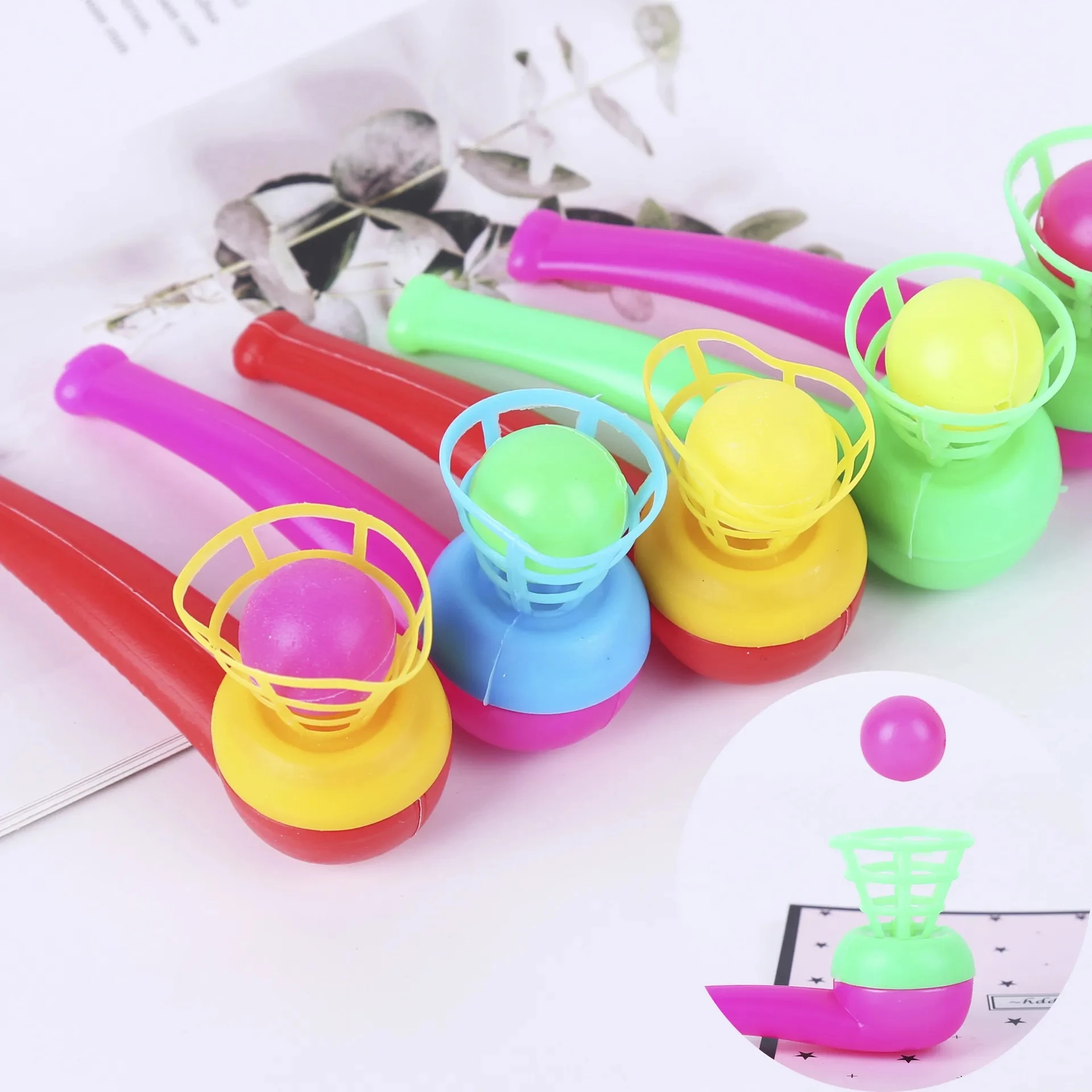 Magic Blowing Pipe Floating Ball Toy Kids, Birthday Party Favors, Carnival Prizes, Goodie Bag Giveaway, Pinata Stuffing, 10Pcs