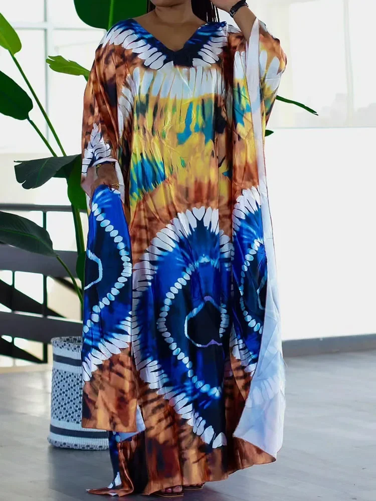 

Африканское платье для женщин Рамадан кафтан Boubou Анкара Дашики халат длинная хлопковая парча с шарфом