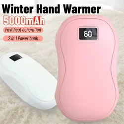 Winter Hand Warmer 2In1 Portable Mini Hand Warmer USB Charging Double Sided Hand Warmer Digital Display Fast Heating Hand Warmer